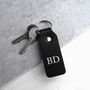 Handmade Personalised Black Leather Fob Keyring, thumbnail 1 of 5
