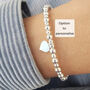 Sterling Silver Personalised Heart Charm Stretch Bracelet, thumbnail 1 of 8