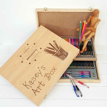 Personalised Unicorn Child's Art Box With Art Book, 2 of 9