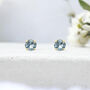 Solid 9ct Yellow Gold March Aquamarine Birthstone Stud Earrings, thumbnail 1 of 9