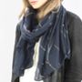 Monogrammed Midnight Blue And Gold Scarf, thumbnail 1 of 9