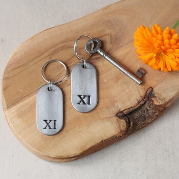 11th Anniversary Gift; Steel Dog Tag Key Ring, 7 of 12