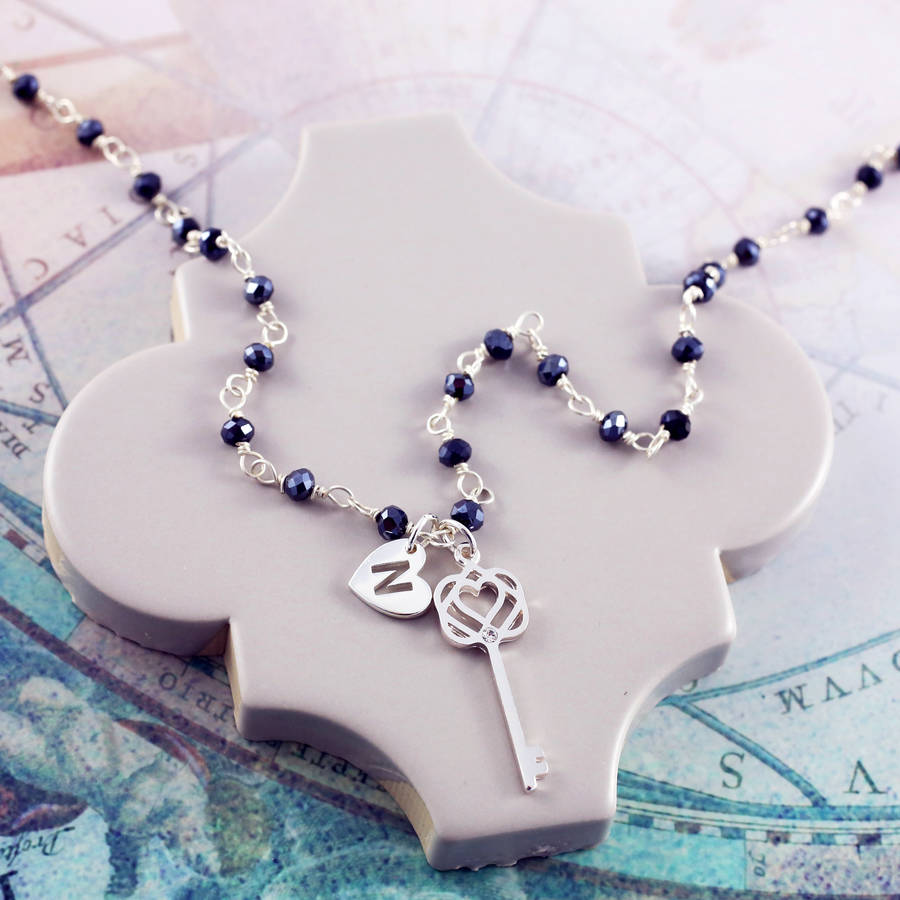 Rosary Necklace With Key Charm By J&S Jewellery