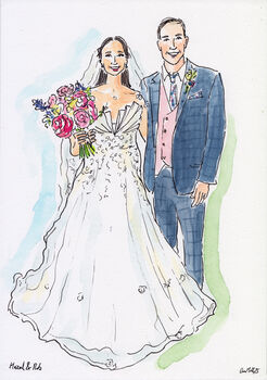 Wedding Couple Illustrated Portrait, 7 of 12