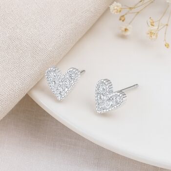 Sterling Silver Cz Heart Stud Earrings – 5mm, 3 of 9