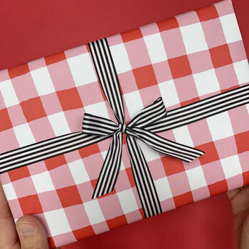 Red, White And Pink Gingham Wrapping Paper, 2 of 9