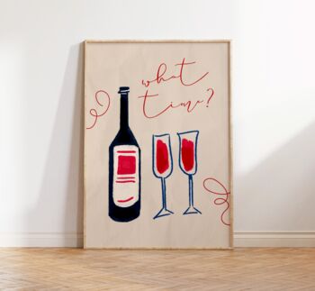 What Time Wine Wall Art Print Kitchen Disco, 5 of 11