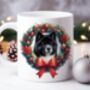 Personalised Akita Christmas Wreath Dog Mug, thumbnail 1 of 2