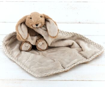 Brown Bunny Baby Toy Soother And Rattle Gift Set, 3 of 4