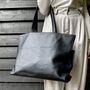 Extra Large Maxi Black Leather Carry All Tote Bag, thumbnail 1 of 10