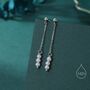 Sterling Silver Genuine Freshwater Pearl Trio Drop Dangle Earrings, thumbnail 1 of 11