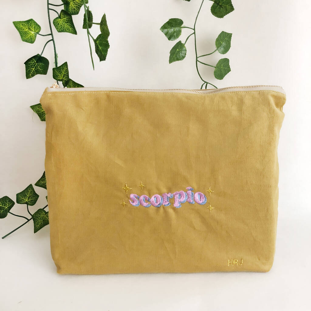 Personalised Zodiac Embroidery Make Up Pouch Bags, 1 of 7