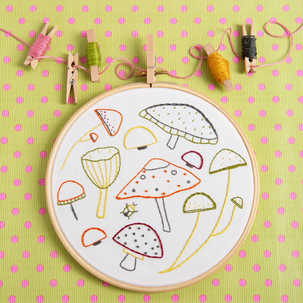 Marvellous Mushrooms Embroidery Kit By Hawthorn Handmade