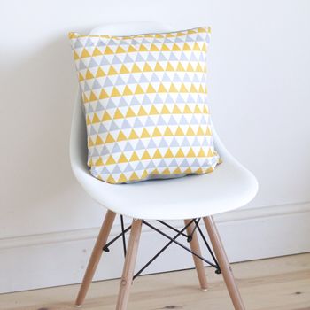 Geometric Yellow And Grey Cushion Cover, 7 of 7
