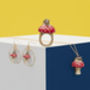Tiny Mouse On Toadstool Round Drop Earrings, thumbnail 2 of 2