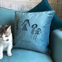 Child's Drawing Personalised Velvet Cushion, thumbnail 1 of 4