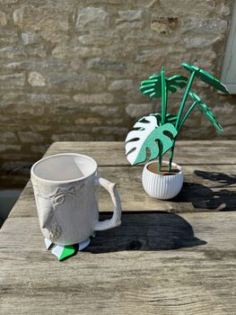 Monstera Variegata Plant With Six Leaf Coasters, 4 of 11