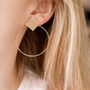 Gold Colour Geometric Large Hoop Earrings, thumbnail 2 of 3