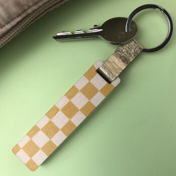 Personalised Yellow Checkered Glitter Stick Keyring, 2 of 4