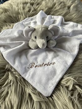 Embroidered White Baby Elephant Comforter, 4 of 5