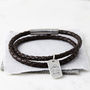 Mens Silver And Leather Handwriting Signature Bracelet, thumbnail 1 of 4