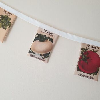 Fabric Vegetable Seed Packet Bunting Decoration, 3 of 8