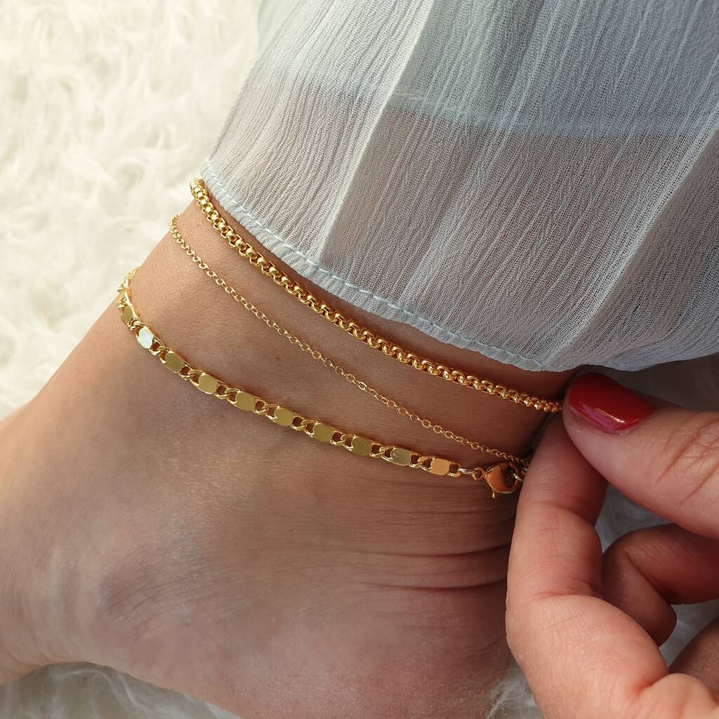 Dainty Layered Anklet Set, 1 of 3