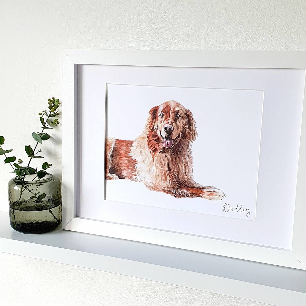 original framed pet portrait by maggie's needle