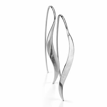 Sterling Silver Long Wave Drop Earrings, 3 of 6