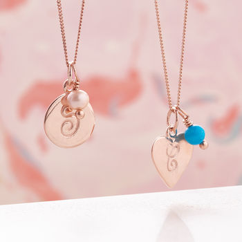 Rose Gold Vermeil Monogram And Birthstone Necklace, 2 of 10