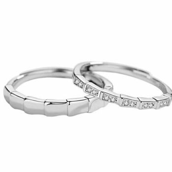 Adjustable Silver Plated Couple Promise Eternity Rings, 4 of 6