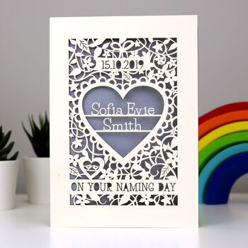 Personalised Papercut Naming Day Card, 3 of 5