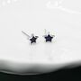 Sterling Silver Darkest Blue Cz Star Stud Earrings, thumbnail 5 of 12