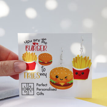 You Are The Burger To My Fries Valentine's Earrings, 3 of 12