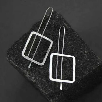 Retro Hammered Square Shape Punk Drop Earrings, 6 of 8