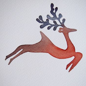 Handmade Watercolour Reindeer Christmas Card, 4 of 6