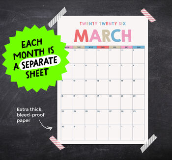 2026 Monthly Wall Planner Individual Pages, 3 of 10