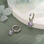 Sterling Silver June Birthstone Alexandrite Crystal Drop Hoop Earrings, thumbnail 6 of 11