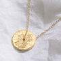 Birth Flower Disc Necklace In 18 Carat Gold Vermeil, thumbnail 5 of 12