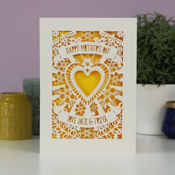 Personalised Papercut Mother's Day Heart Card, 6 of 7