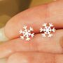 Sterling Silver Snowflake Stud Earrings, thumbnail 1 of 7