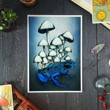 Frog And Mushrooms Giclée Art Print, 3 of 5