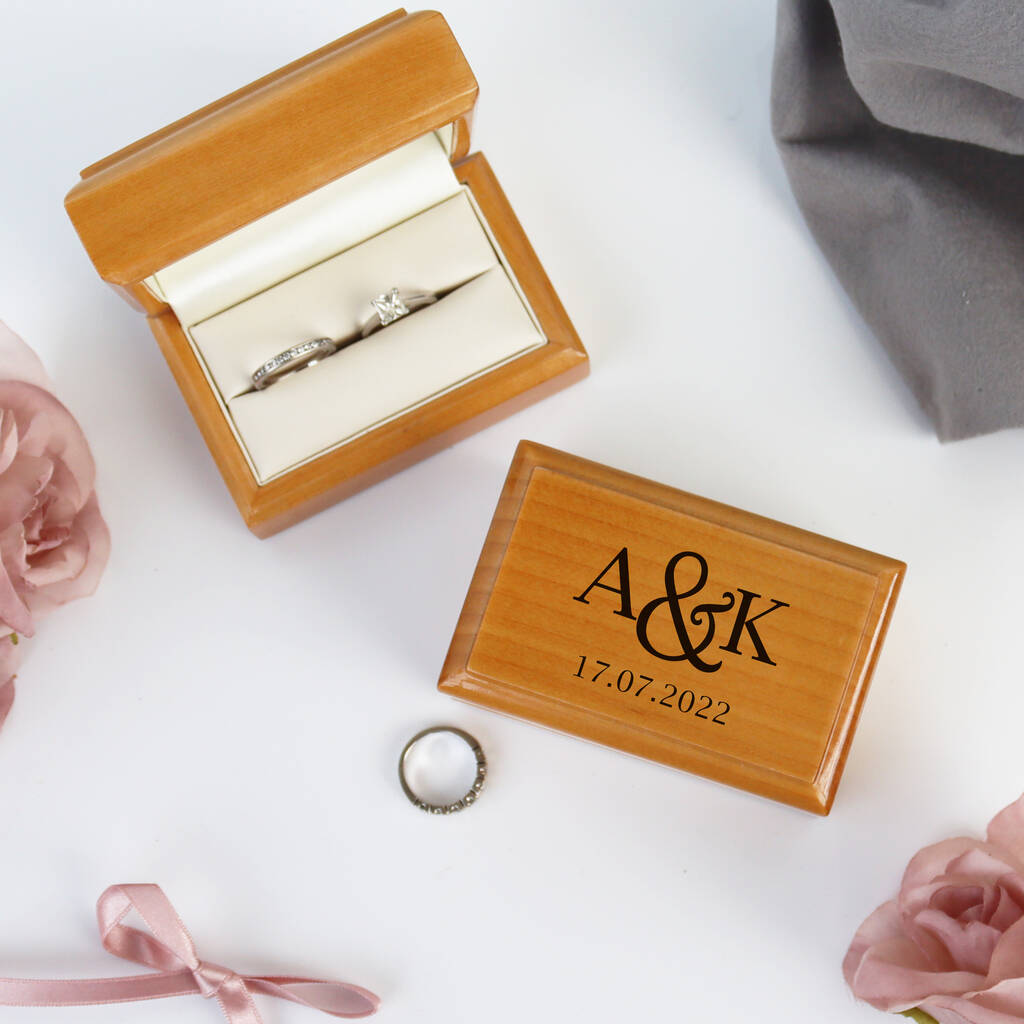 Personalised Double Wedding Ring Wooden Box, 1 of 7