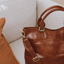 Classic Leather Tote Bag, Tan, thumbnail 2 of 6
