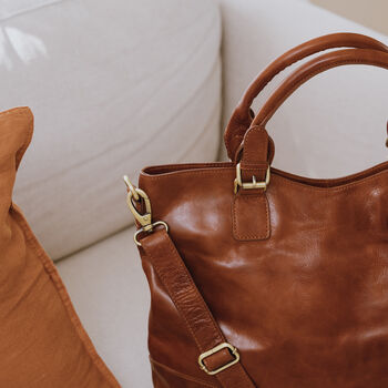 Classic Leather Tote Bag, Tan, 2 of 6