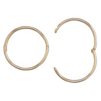 9ct Gold Hinged Sleeper Hoop Earrings, 2 of 6