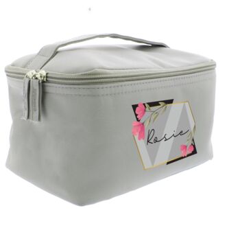 Personalised Modern Floral Grey Toiletry Bag, 4 of 4