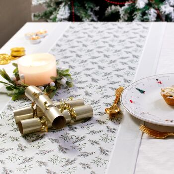 Christmas Table Place Mats Green Mistletoe Four Pack, 3 of 3