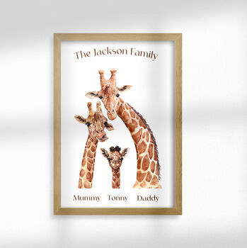 Personalised Giraffe Family Of Three Print, 7 of 9