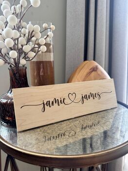Personalised Engraved Wooden Sign – Slim Plywood ‘Home Sweet Home’ Plaque With Names, 2 of 4